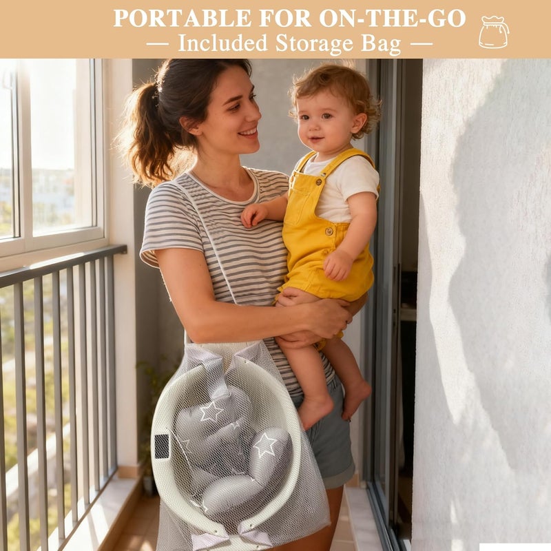 EverKiddo Baby Bathtub, Baby Bath Tub with Thermometer & Soft Cushion, Collapsible Infant Bathtub for Newborn to Toddler 0-36 Months, Quick Use & Portable for Travel(Grey) - Image 3